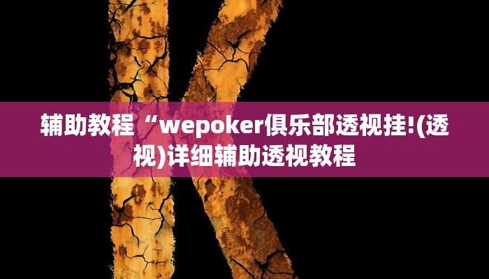 辅助教程“wepoker俱乐部透视挂!(透视)详细辅助透视教程