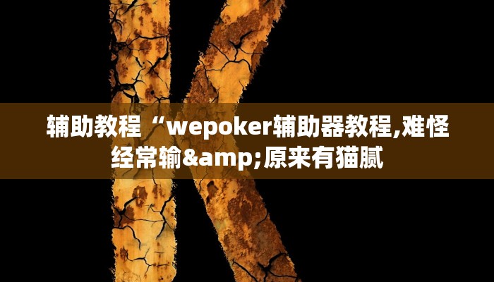 辅助教程“wepoker辅助器教程,难怪经常输&原来有猫腻
