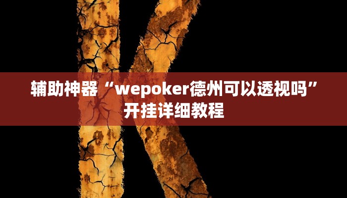 辅助神器“wepoker德州可以透视吗”开挂详细教程
