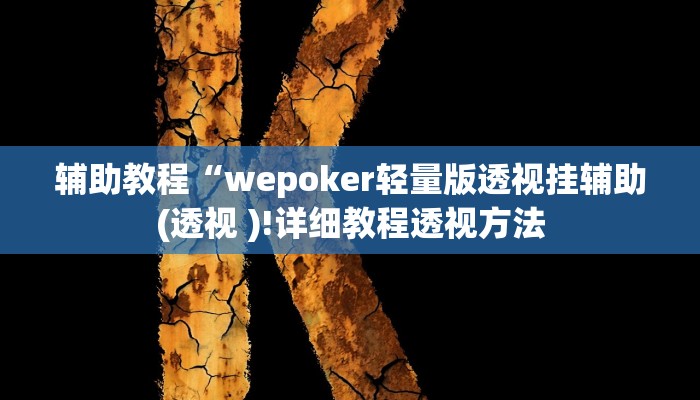 辅助教程“wepoker轻量版透视挂辅助(透视 )!详细教程透视方法