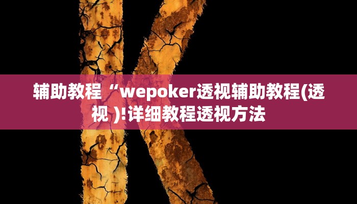 辅助教程“wepoker透视辅助教程(透视 )!详细教程透视方法