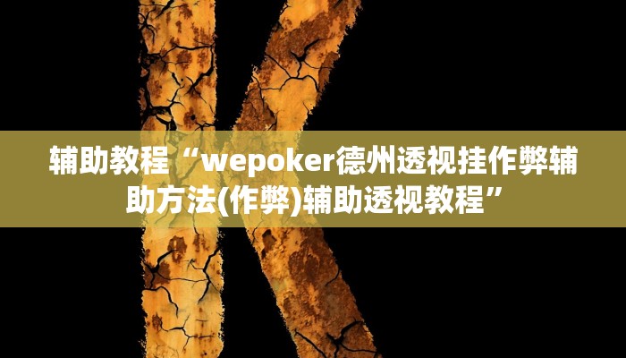 辅助教程“wepoker德州透视挂作弊辅助方法(作弊)辅助透视教程”
