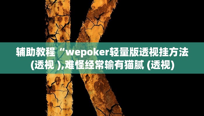 辅助教程“wepoker轻量版透视挂方法(透视 ),难怪经常输有猫腻 (透视)