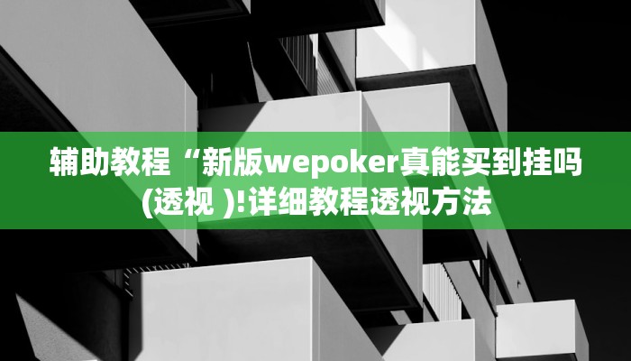 辅助教程“新版wepoker真能买到挂吗(透视 )!详细教程透视方法