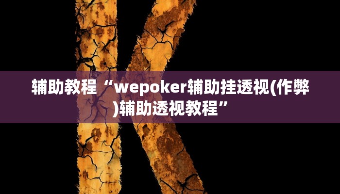 辅助教程“wepoker辅助挂透视(作弊)辅助透视教程”