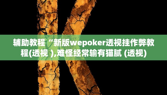辅助教程“新版wepoker透视挂作弊教程(透视 ),难怪经常输有猫腻 (透视)