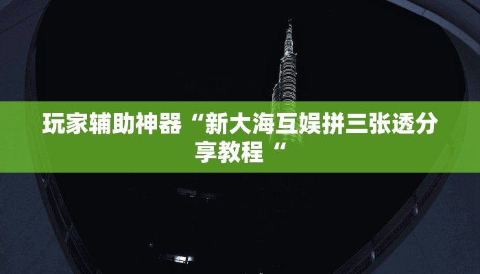 玩家辅助神器“新大海互娱拼三张透分享教程“