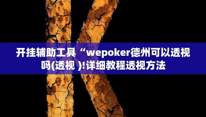 开挂辅助工具“wepoker德州可以透视吗(透视 )!详细教程透视方法