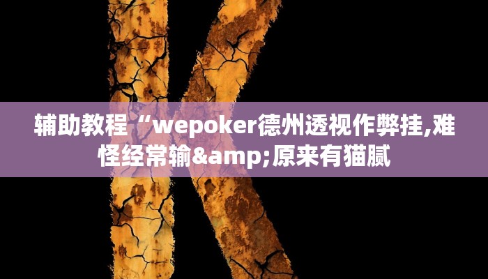 辅助教程“wepoker德州透视作弊挂,难怪经常输&原来有猫腻