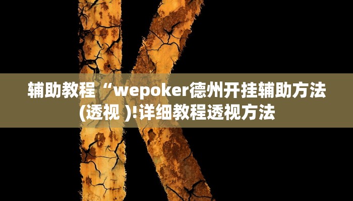 辅助教程“wepoker德州开挂辅助方法(透视 )!详细教程透视方法
