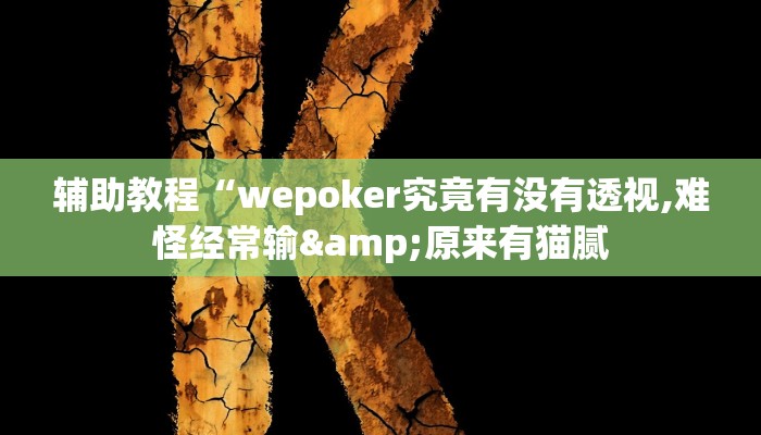 辅助教程“wepoker究竟有没有透视,难怪经常输&原来有猫腻
