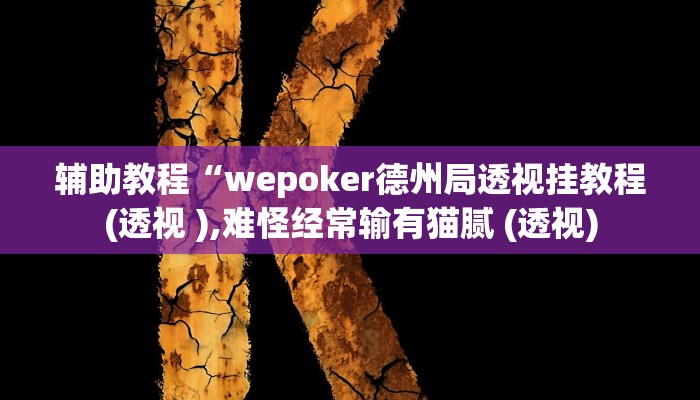 辅助教程“wepoker德州局透视挂教程(透视 ),难怪经常输有猫腻 (透视)