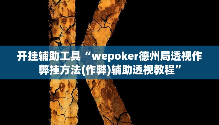 开挂辅助工具“wepoker德州局透视作弊挂方法(作弊)辅助透视教程”