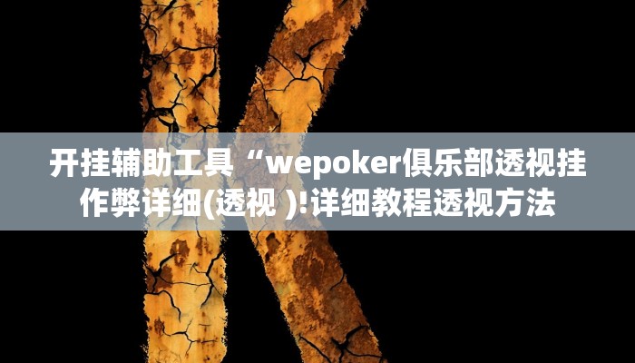 开挂辅助工具“wepoker俱乐部透视挂作弊详细(透视 )!详细教程透视方法