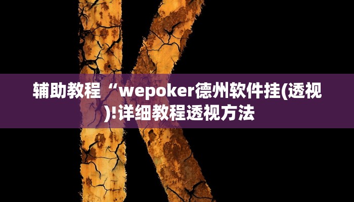 辅助教程“wepoker德州软件挂(透视 )!详细教程透视方法